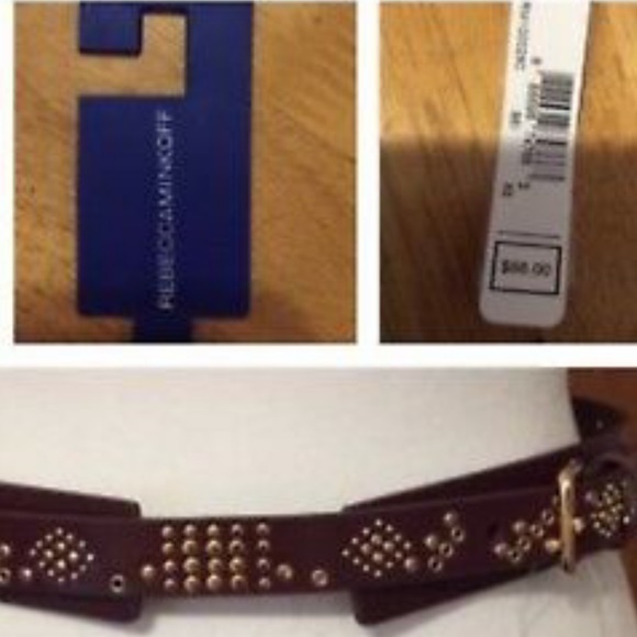 New REBECCA MINKOFF Burgundy LEATHER Buckle BELT size S - Picture 8 of 8